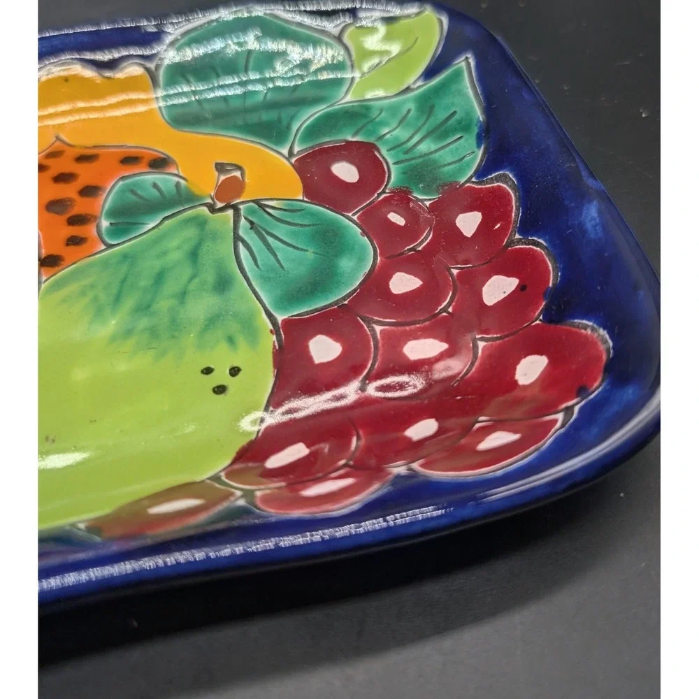 Mexican Talavera Serving Platter Hand Painted Lead Free Rectangular Tray 10